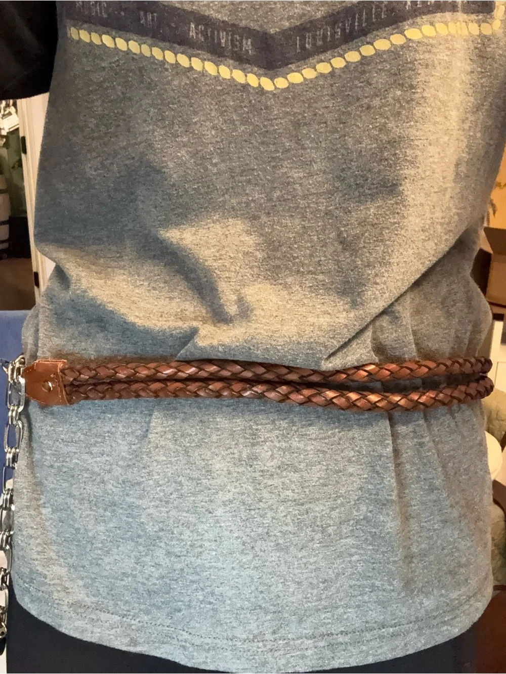 Source Unknown Braided Leather Belt - Brown